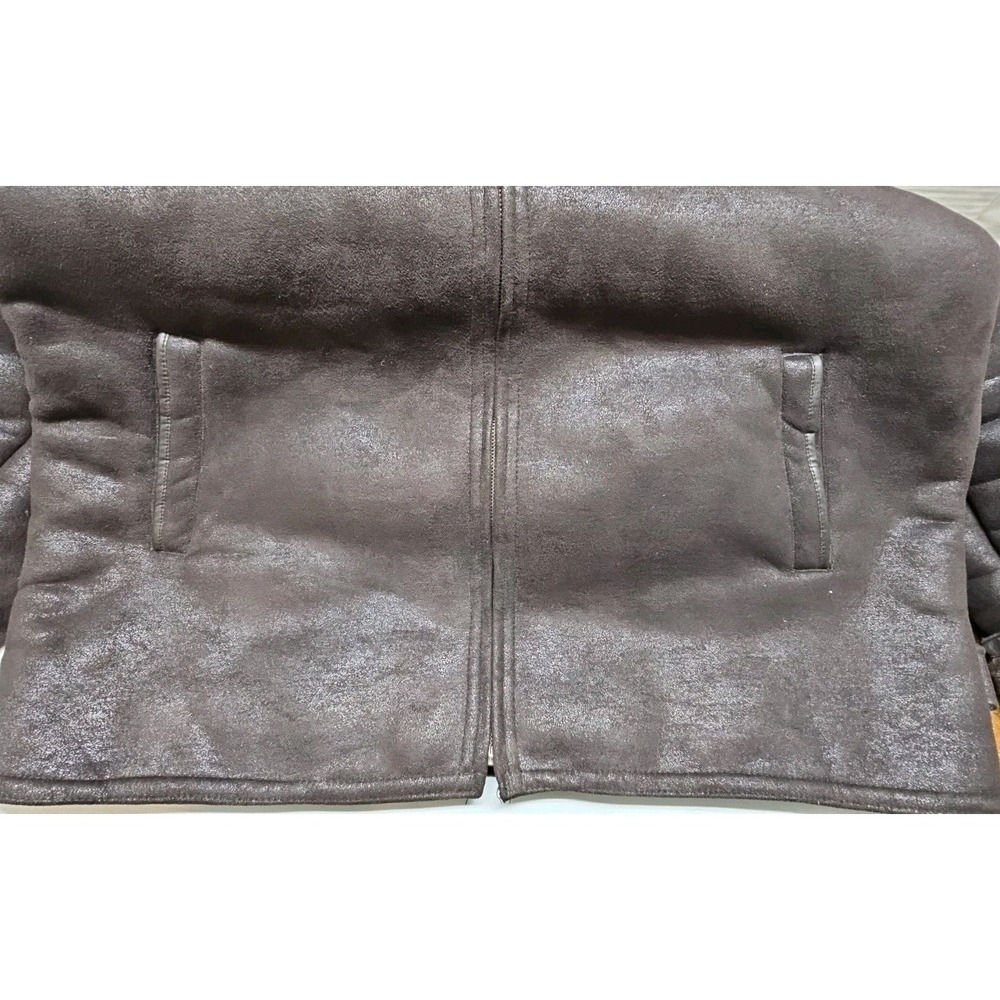 Wilsons Leather Pelle Studio Shearling Bomber Jacket Brown Faux Fur Lined 2XL - Picture 5 of 9